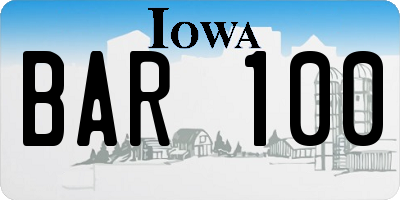IA license plate BAR100