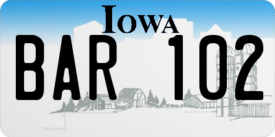 IA license plate BAR102
