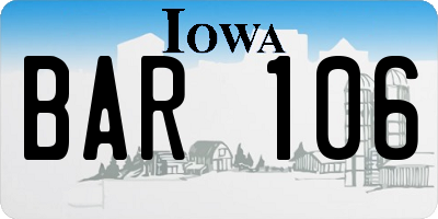 IA license plate BAR106