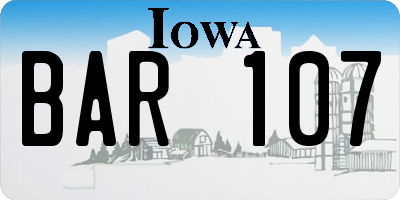 IA license plate BAR107