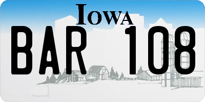 IA license plate BAR108