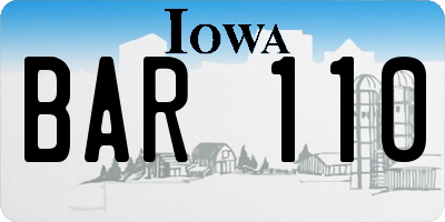 IA license plate BAR110