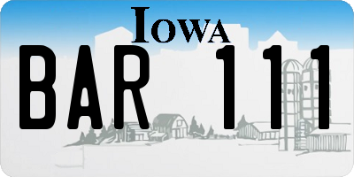 IA license plate BAR111