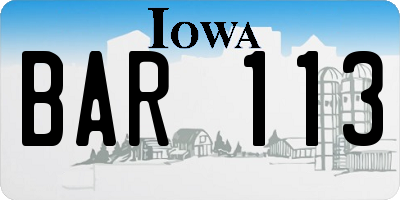 IA license plate BAR113