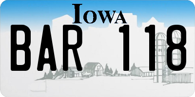 IA license plate BAR118