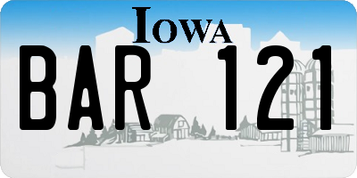 IA license plate BAR121