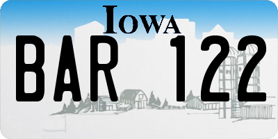 IA license plate BAR122