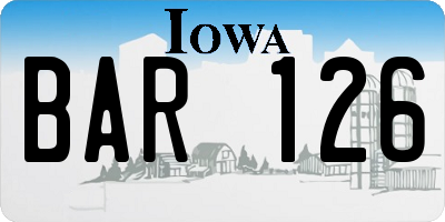 IA license plate BAR126