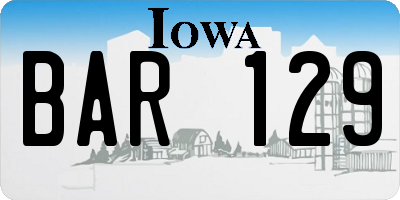 IA license plate BAR129