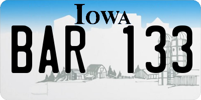 IA license plate BAR133