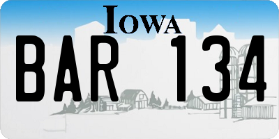 IA license plate BAR134
