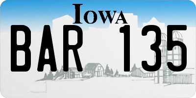 IA license plate BAR135
