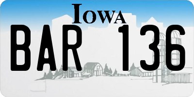 IA license plate BAR136