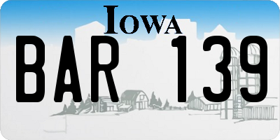 IA license plate BAR139