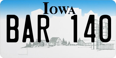 IA license plate BAR140