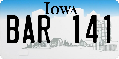 IA license plate BAR141