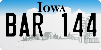 IA license plate BAR144