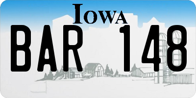 IA license plate BAR148