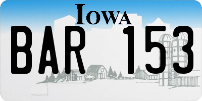 IA license plate BAR153