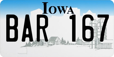 IA license plate BAR167