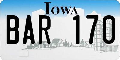 IA license plate BAR170