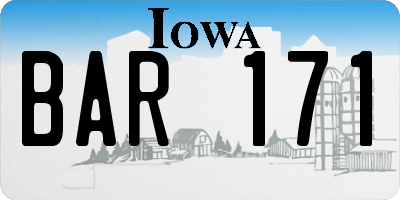 IA license plate BAR171