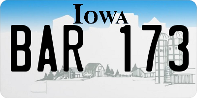 IA license plate BAR173