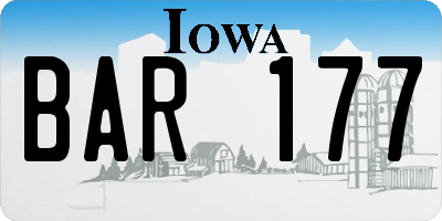 IA license plate BAR177