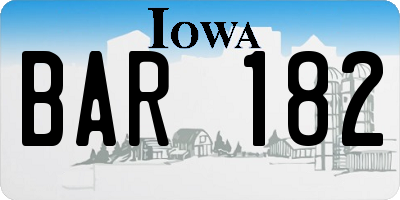 IA license plate BAR182