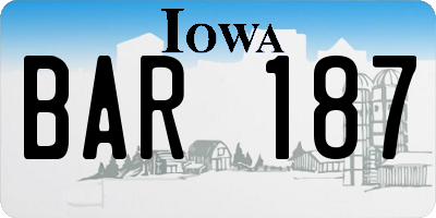 IA license plate BAR187