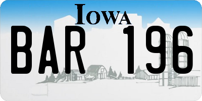 IA license plate BAR196