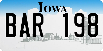 IA license plate BAR198