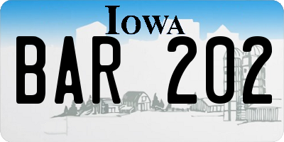 IA license plate BAR202