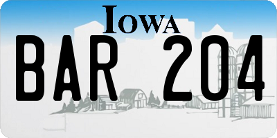 IA license plate BAR204
