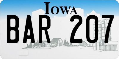 IA license plate BAR207