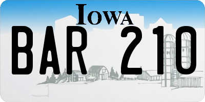 IA license plate BAR210