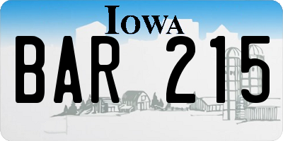 IA license plate BAR215