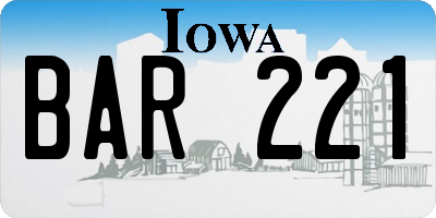 IA license plate BAR221