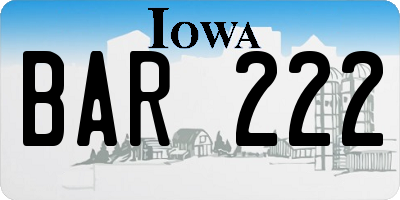 IA license plate BAR222