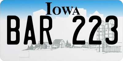 IA license plate BAR223