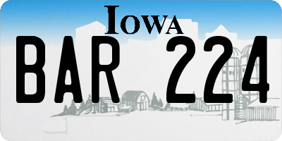 IA license plate BAR224