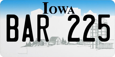 IA license plate BAR225