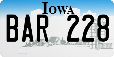 IA license plate BAR228