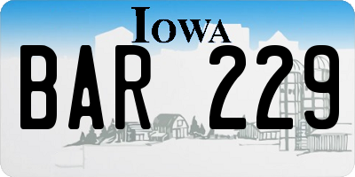 IA license plate BAR229