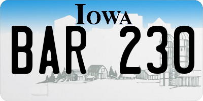 IA license plate BAR230