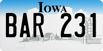 IA license plate BAR231