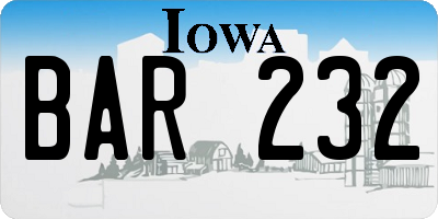 IA license plate BAR232