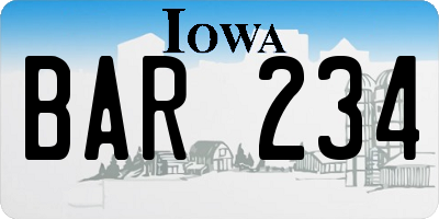 IA license plate BAR234