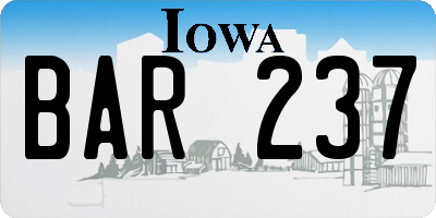IA license plate BAR237