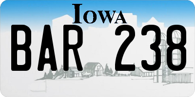 IA license plate BAR238